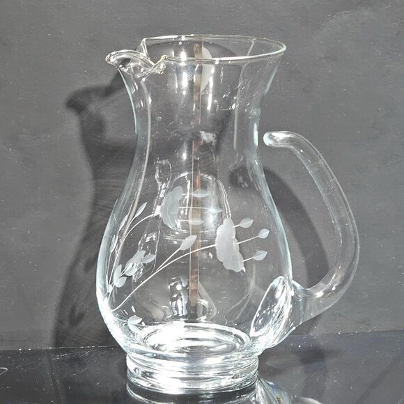 Princess House Heritage Pitcher 6.5" Ice Lip Crystal etched floral vtg romance - Picture 8 of 8